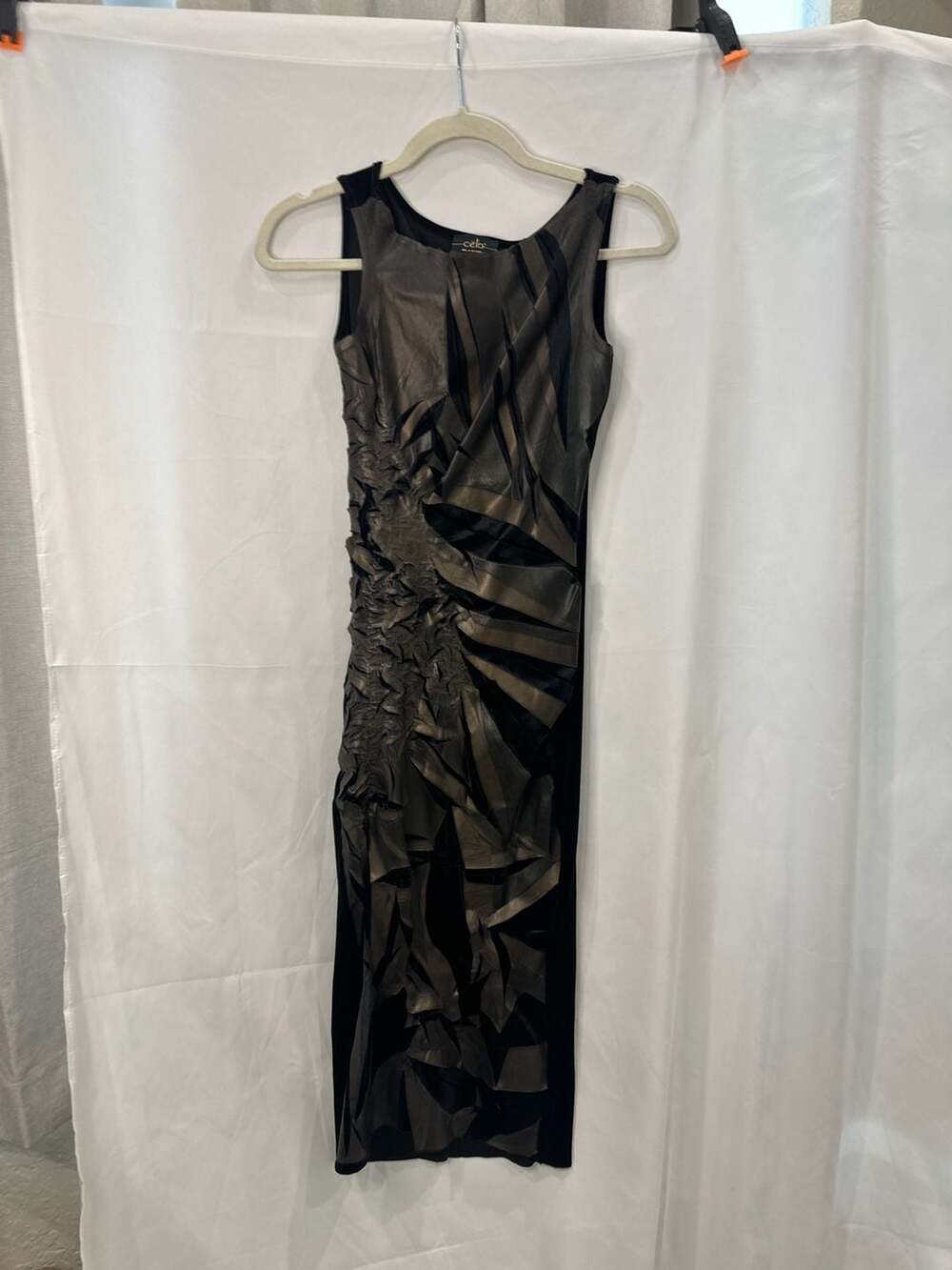 Celo Vintage Argentina 3D Laser Cut Metallic Abstract Gown Dress